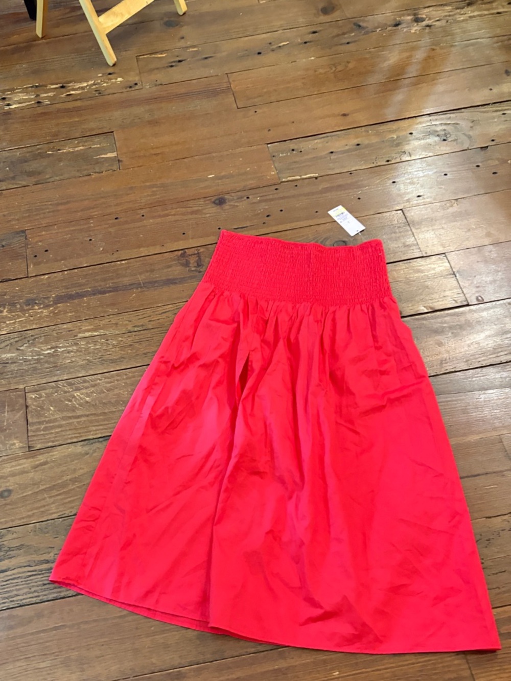 wild fable Red Strapless Smocked Midi Dress